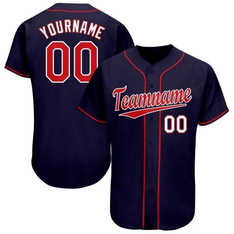 Personalized Navy Red-White Baseball Jersey