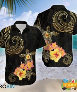 Polynesian Frangipani Flower And Turtle Hawaii Shirt