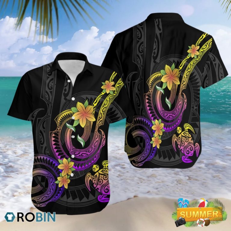Polynesian Frangipani Flower Hawaii Shirt, Aloha Shirt