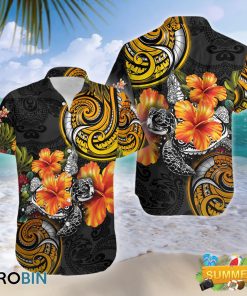Polynesian Turtle Hibiscus Hawaii Shirt, Aloha Shirt