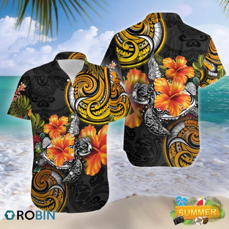Polynesian Turtle Hibiscus Hawaii Shirt, Aloha Shirt