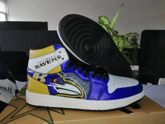 Baltimore Ravens Football Air Jordan 1 High Sneakers