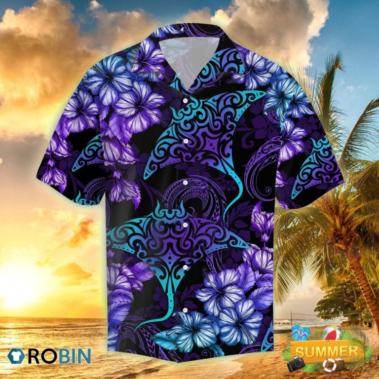 Rays Hibiscus Tropical Hawaii Shirt- Summer Beach Shirt