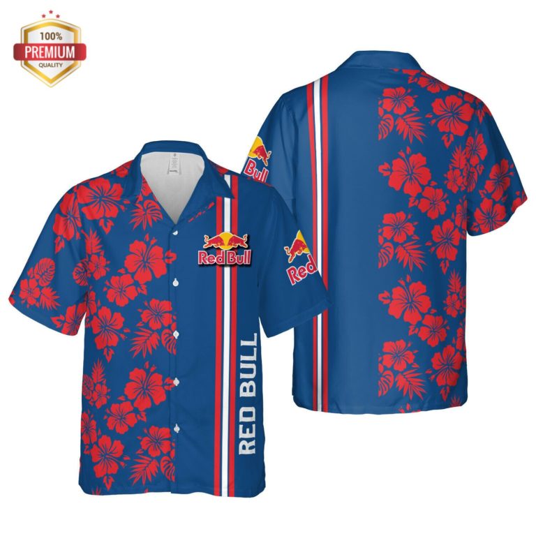 Red Bull Hawaii Floral, Hawaiian Beach Shirt Short Sleeve