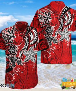 Red Polynesian Tattoo Hawaii Shirt- Summer Beach Shirt
