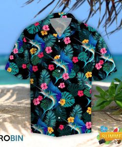 Sailfishs Hibiscus Tropical Hawaii Shirt, Aloha Shirt