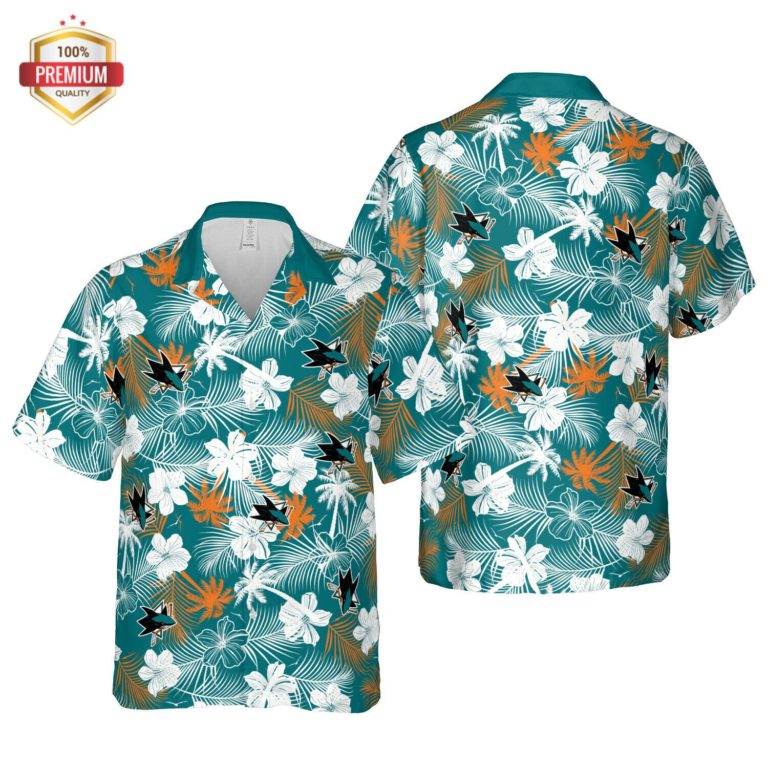 San Jose Sharks Hawaii Floral Pattern Shirt, Hawaiian Beach Shirt Short Sleeve