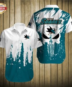 San Jose Sharks Team AOP Short Sleeve Button Shirt San Jose Sharks Team AOP Short Sleeve Button Shirt