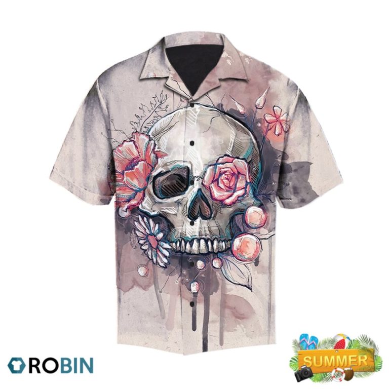 Skull Floral Hawaii Shirt Aloha Shirt