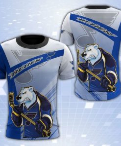 St Louis Blues Mascot 3D Print T-Shirt St Louis Blues Mascot 3D Print T-Shirt