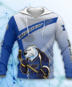 St Louis Blues Hockey Mascot 3D All Over Print Hoodie and Zip-up