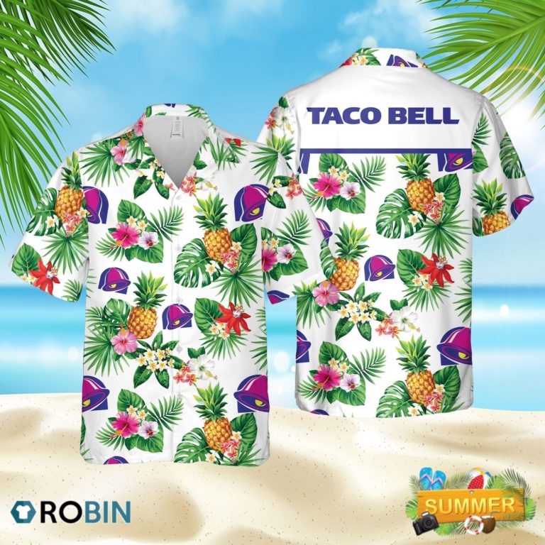 Taco Bell White Hawaiian Shirt, Aloha Shirt