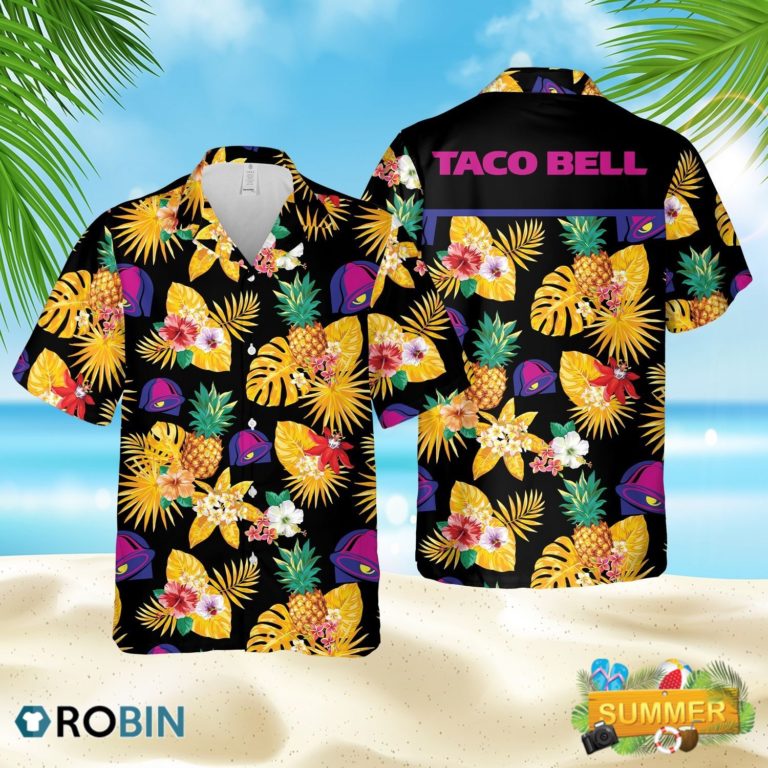 Taco Bell Yellow Hawaiian Shirt Aloha Shirt