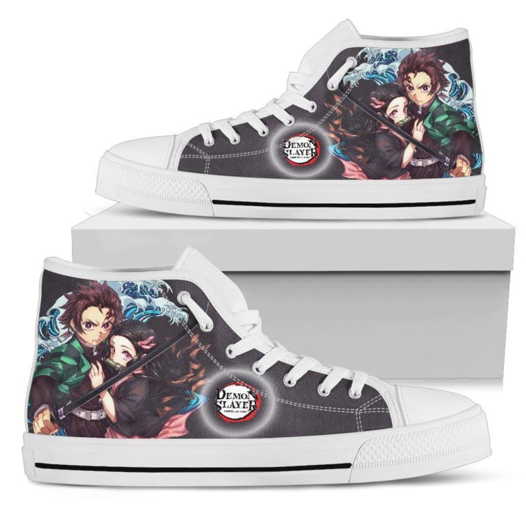 Tanjiro And Nezuko 3d Print Canvas High Top Shoes