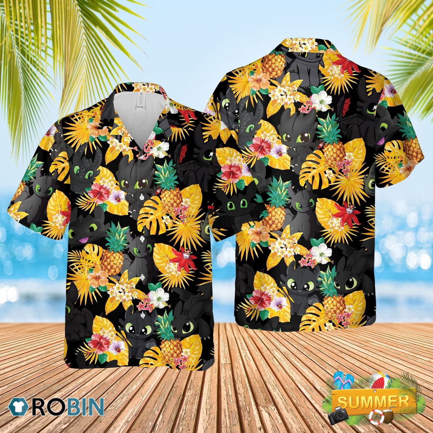 Toothless Tropical Hawaiian Shirt Aloha Shirt - RobinPlaceFabrics