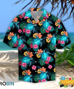 Turtles Hibiscus Tropical Hawaii Shirt Aloha Shirt