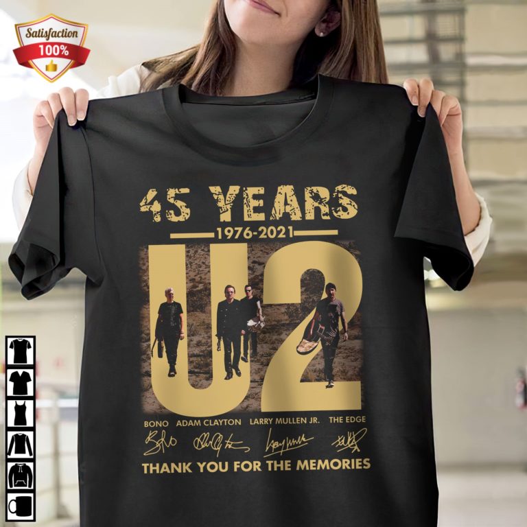 U2 Band 45 Years 1976-2021 Signatures Thank You For The Memories T-Shirt