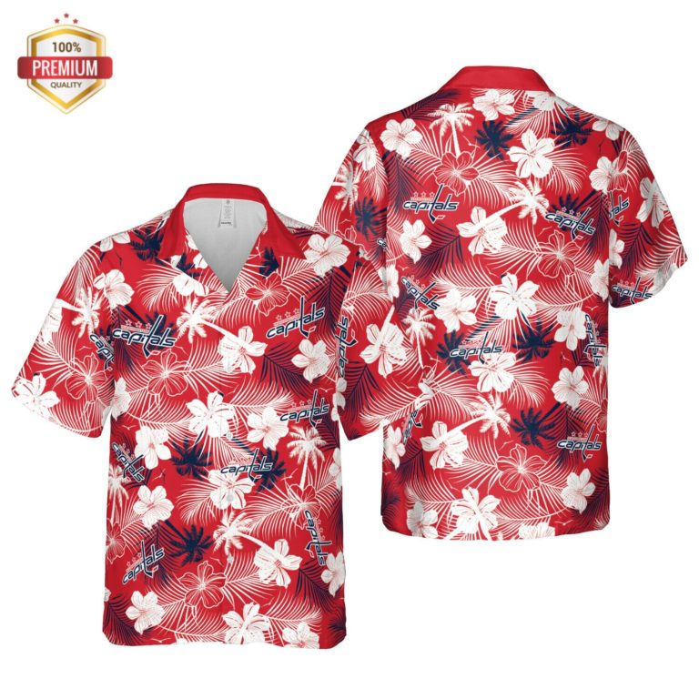 Washington Capitals Hawaii Floral, Hawaiian Beach Shirt Short Sleeve