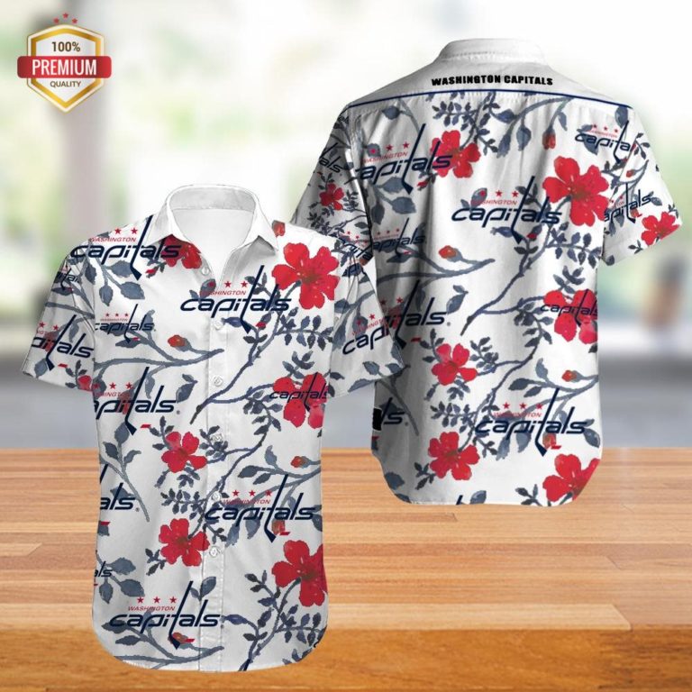 Washington Capitals Hawaiian Shirt, Hawaiian Beach Shirt Short Sleeve