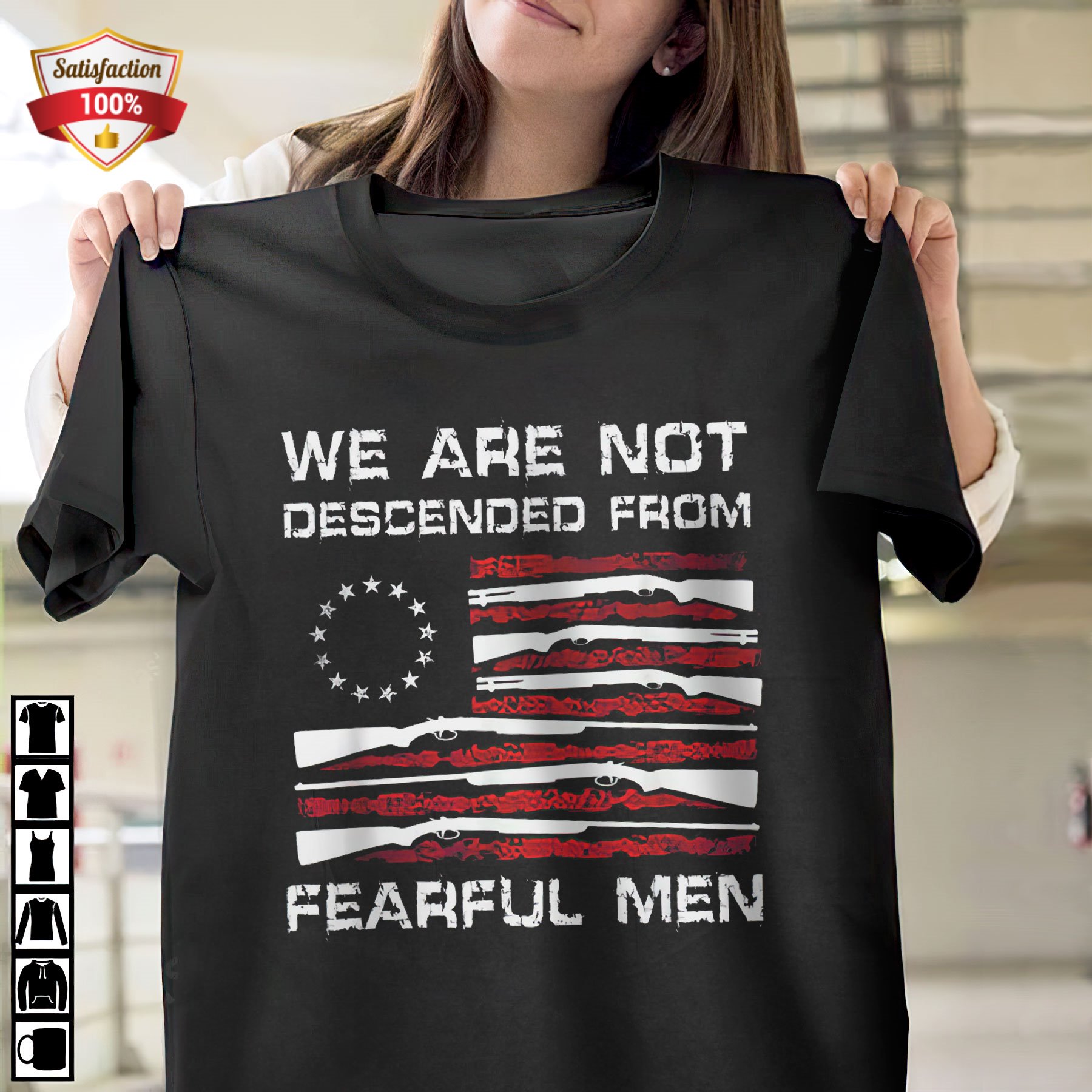 We Are Not Descended From Fearful Men American Flag T-Shirt ...
