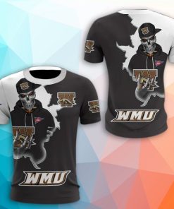 Western Michigan Broncos Skull 3D Print T-Shirt