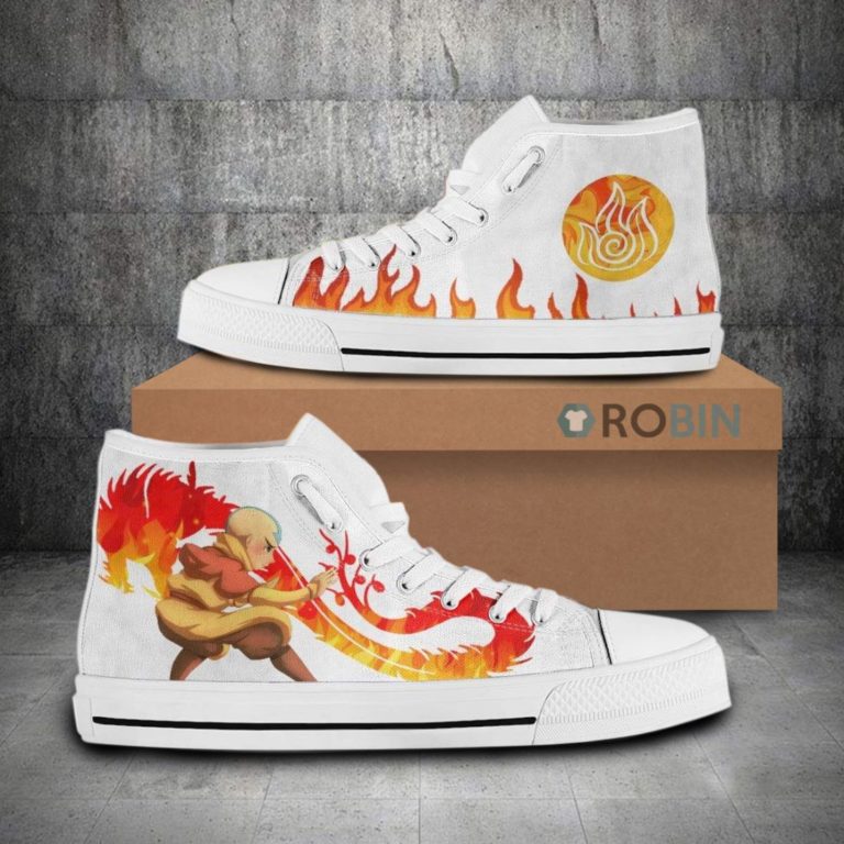 Aang Firebending Avatar The Last Airbender Anime Canvas High Top Shoes (Kid and Adult size available)
