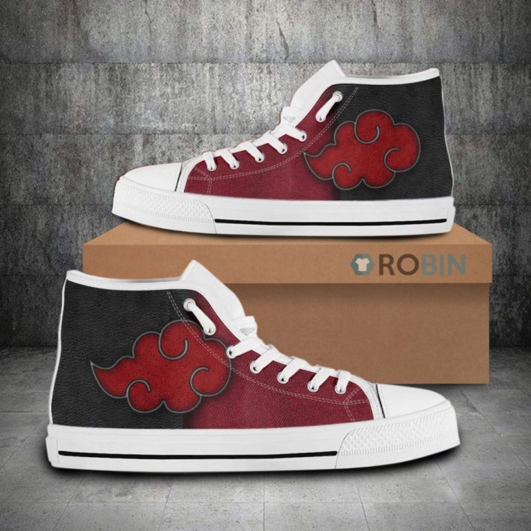 Akatsuki Cloud Naruto Anime Canvas High Top Shoes (Kid and Adult size available)