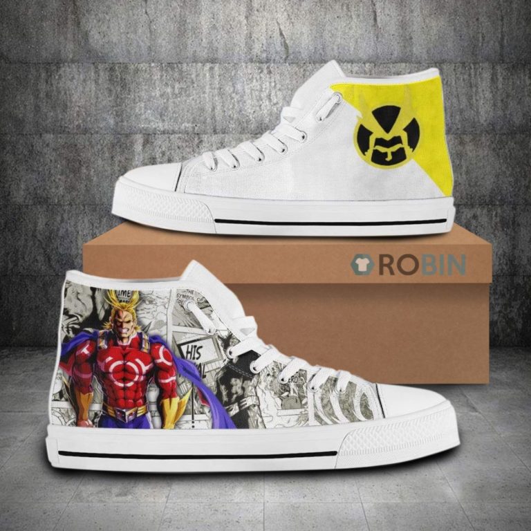 All Might My Hero Academia Anime Mixed Manga Style Canvas High Top Shoes