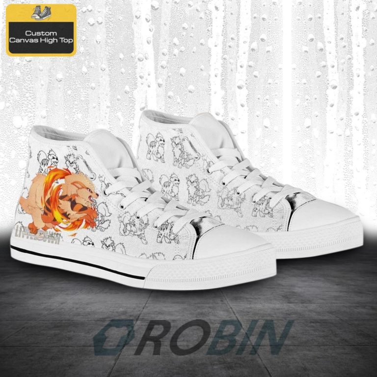 Arcanine Pokemon Anime Canvas High Top Shoes