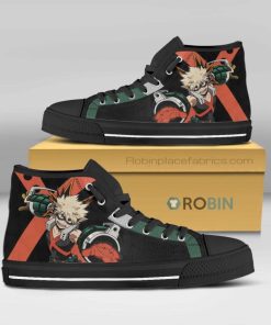 Bakugou My Hero Acadamia Anime Canvas High Top Shoes (Kid and Adult size available)
