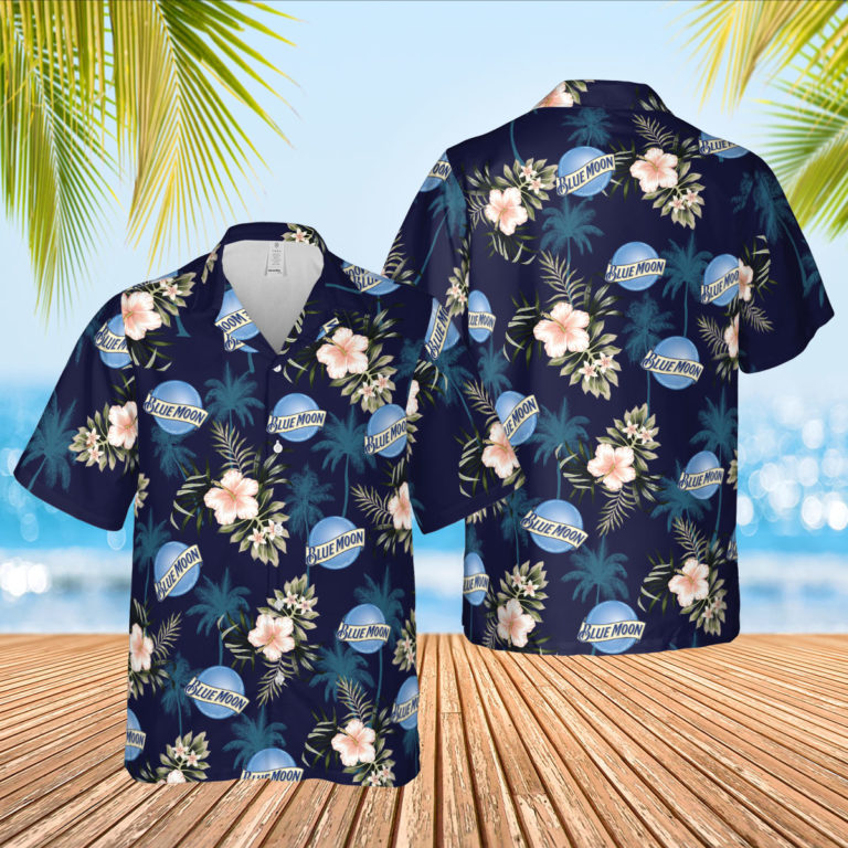Blue Moon Beer Aloha Shirt, Casual Button Up Shirt