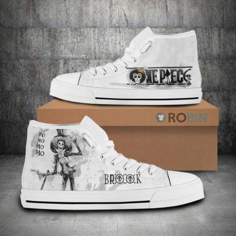 Brook One Piece Anime Watercolor Canvas High Top Shoes