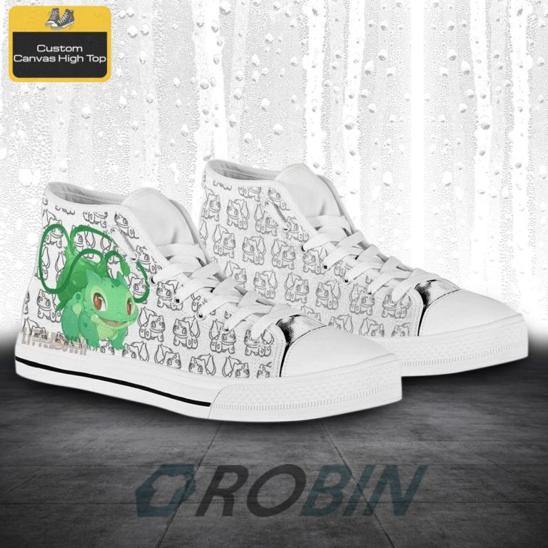 Bulbasaur Pokemon Anime Canvas High Top Shoes