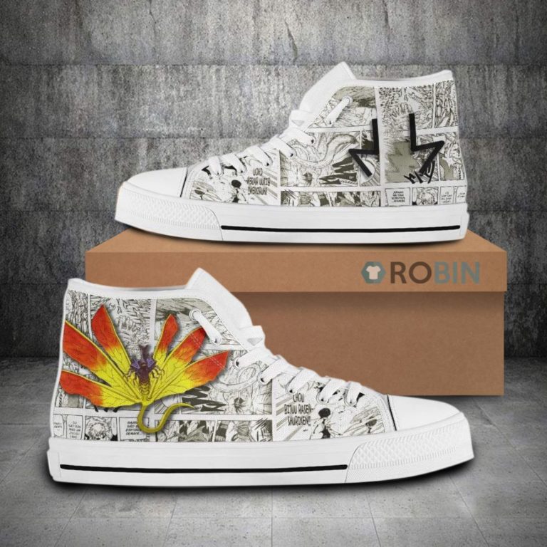 Chomei Tailed Beast Naruto Anime Mixed Manga Canvas High Top Shoes