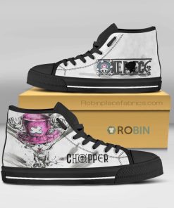 Chopper One Piece Anime Watercolor Canvas High Top Shoes
