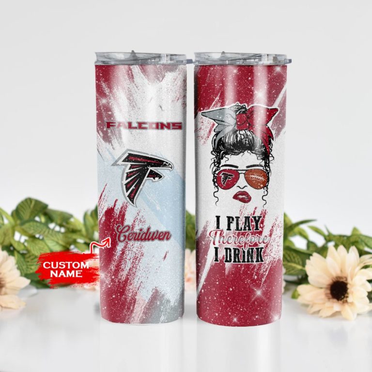 Custom Name Girl With Atlanta Falcons Skinny Tumbler