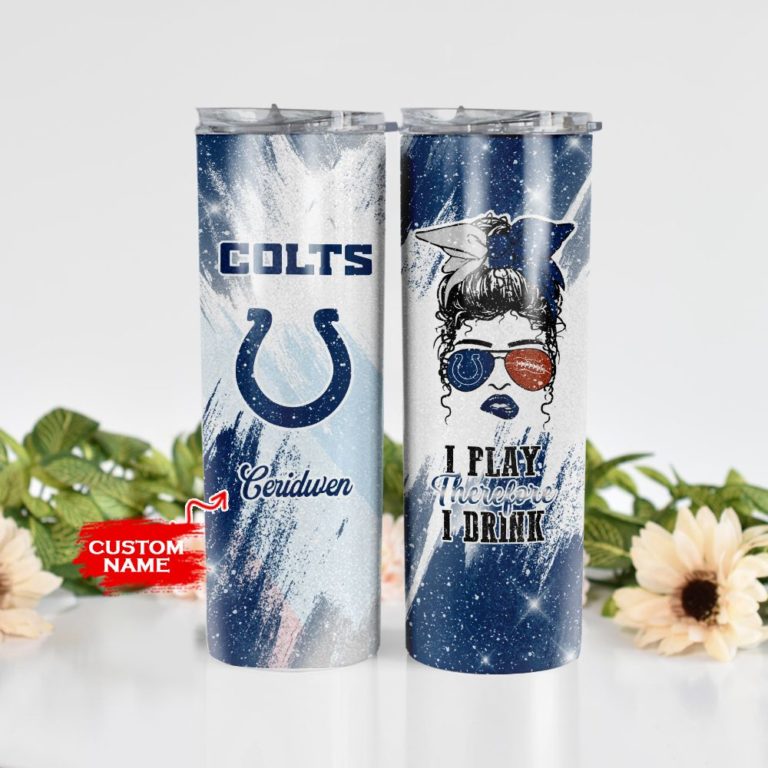 Custom Name Girl With Indianapolis Colts Stainless Steel Skinny Tumbler