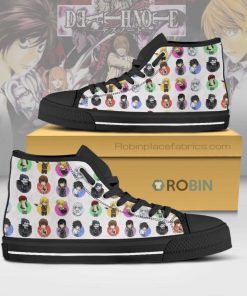 Death Note Cute Chibi Face Style Anime Canvas High Top Shoes