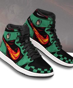 Demon Slayer Tanjiro Fire Breathing Custom Jordan 1 High Sneakers
