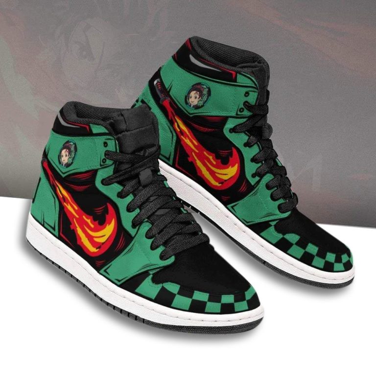 Demon Slayer Tanjiro Fire Breathing Custom Jordan 1 High Sneakers