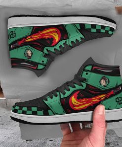 Demon Slayer Tanjiro Fire Breathing Custom Jordan 1 High Sneakers Demon Slayer Tanjiro Fire Breathing Custom Jordan 1 High Sneakers