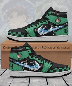 Demon Slayer Tanjiro Water Breathing Jordan 1 High Shoes Demon Slayer Tanjiro Water Breathing Jordan 1 High Shoes