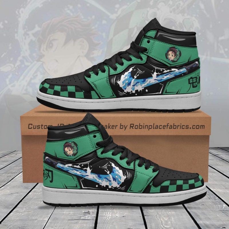 Demon Slayer Tanjiro Water Breathing Jordan 1 High Shoes ...