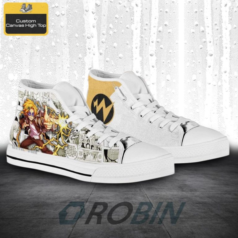 Denki Kaminari My Hero Academia Anime Mixed Manga Style High Top Canvas Shoes (Kid and Adult size available)