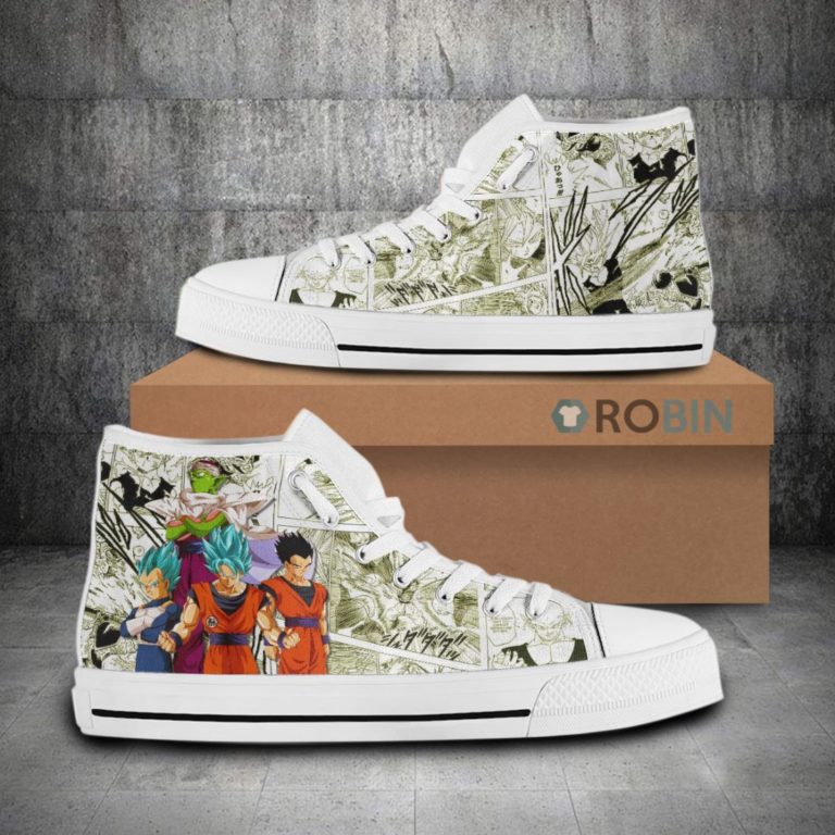 Dragon Ball Super Saiyan Anime Mixed Manga Style Canvas High Top Shoes