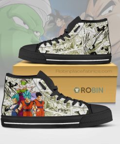 Dragon Ball Super Saiyan Anime Mixed Manga Style Canvas High Top Shoes
