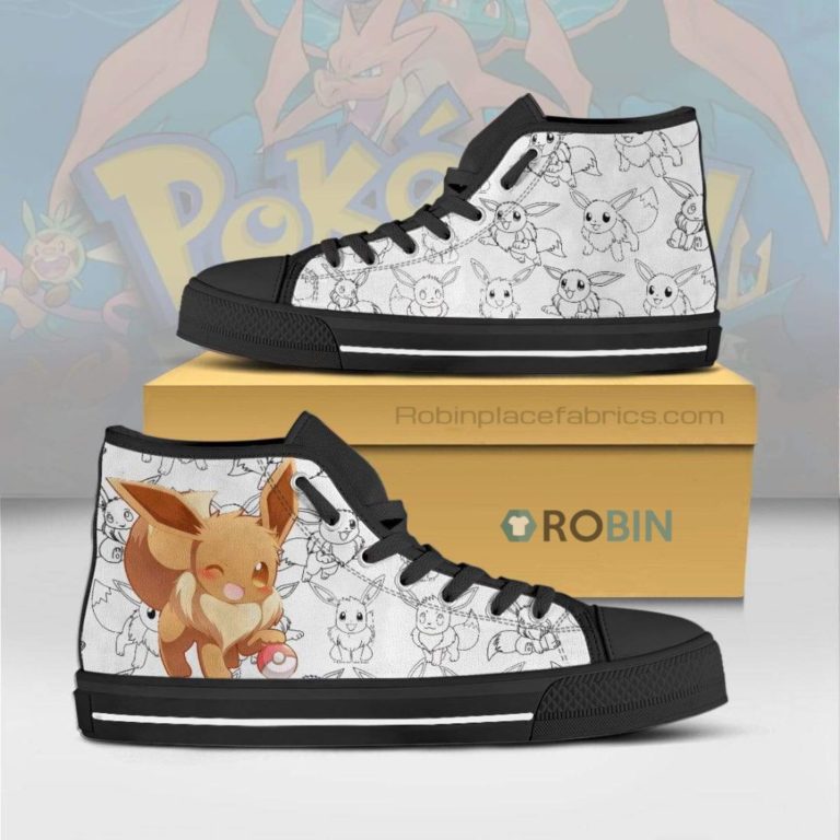 Eevee Pokemon Anime High Top Canvas Shoes