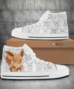 Eevee Pokemon Anime High Top Canvas Shoes