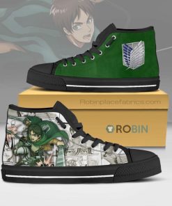 Eren Yeager Attack on Titan Anime Mixed Manga Canvas High Top Shoes