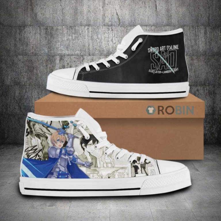 Eugeo Sword Art Online Anime Mixed Manga Style Canvas High Top Shoes (Kid and Adult size available)
